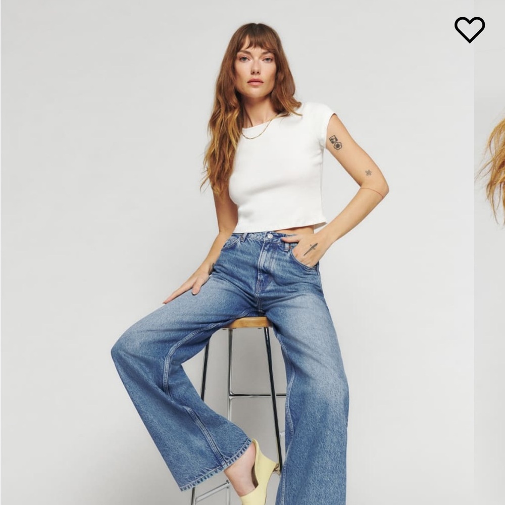 Reformation Cary High Rise Slouchy Wide Leg Jean in Colorado Blue Women's Jeans